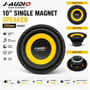 J-AUDIO 10 Inch Yellow Frame Super Bass 120mm Single Magnet Subwoofer Speaker
