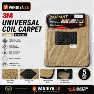 Universal Front And Rear Beige Colour Coil Carpet Full Set