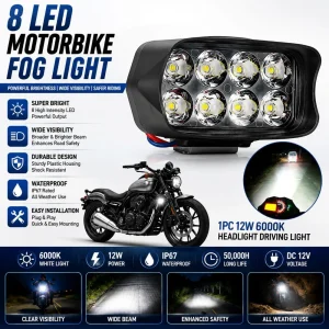 8 LED Type Car/ Bike/ Van/ SUV Automobile External High Brightness 12V LED Fog Light With Bracket