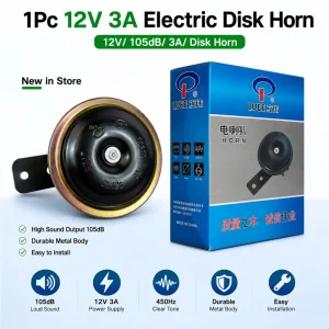Car Motorcycle Three Wheeler Type Electric Disk Horn 1Pc 12V 3A 105dB DL-126