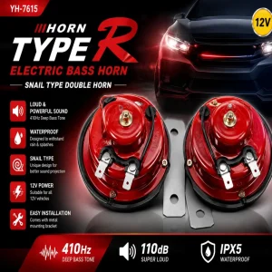 24V Electric Bass 410Hz Waterproof Loud Sound Snail Type Double Horn