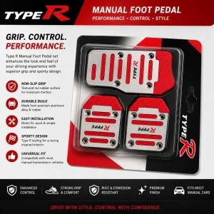 Manual Gear Vehicles Non Slip Accelerator Clutch Brake Foot Pedal Red Colour Cover Set