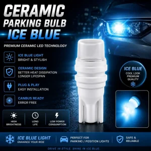 3D Ceramic 12V Heat Durable LED Parking Bulb - Ice Blue