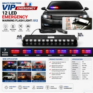 Multi Function VVIP Emergency 12 LED Emergency Warning Flash Light S12